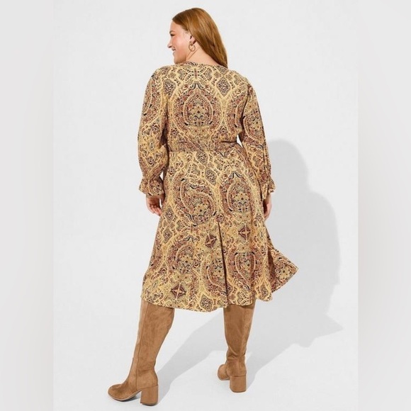 Torrid Midi Challis Smocked Waist Surplice Dress Size 2X - Picture 3 of 14